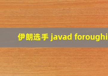 伊朗选手 javad foroughi